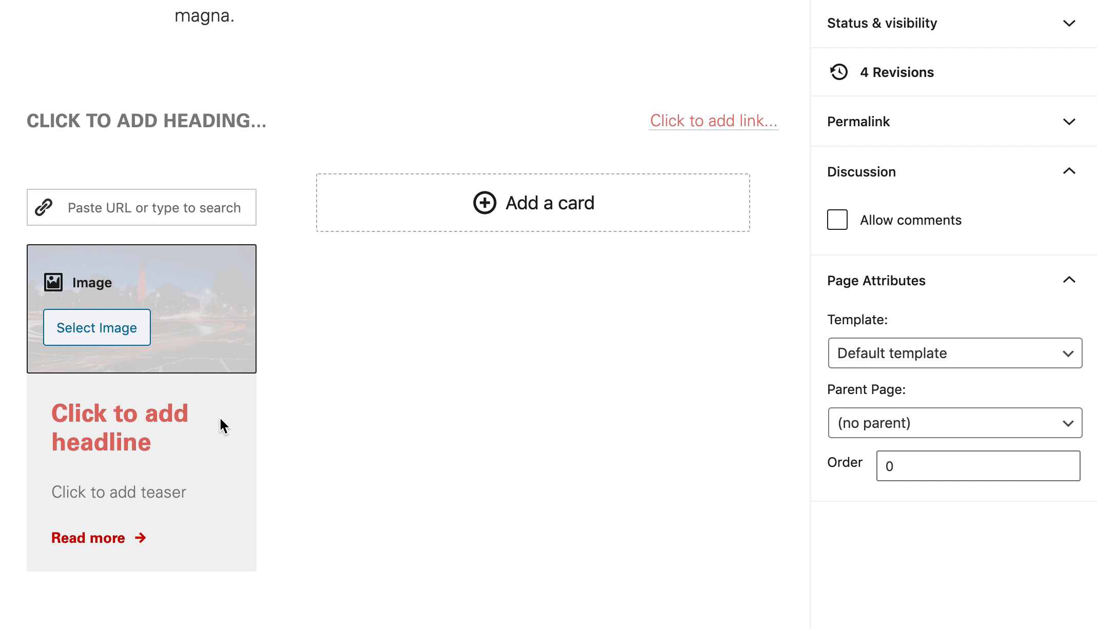 An animated screen capture of outer block selection by hovering over inner block icon