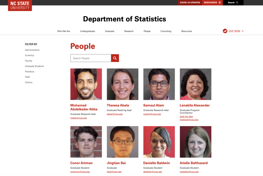 Screenshot of NC State People plugin