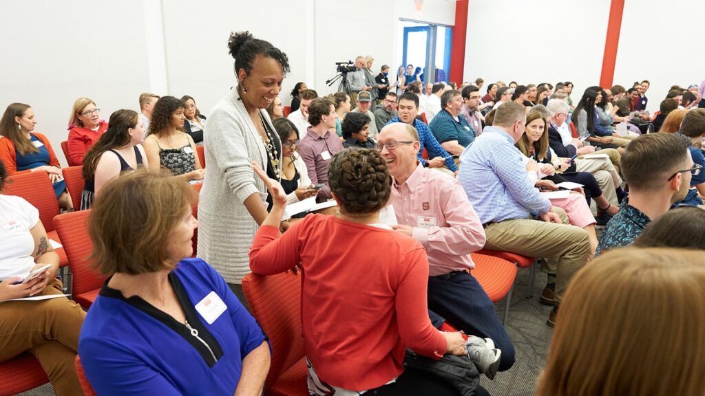 Jamila Simpson interacts with the crowd at the 2023 senior recognition event.