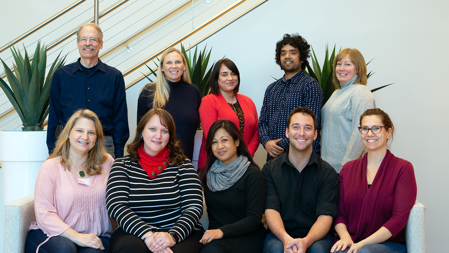 The spring 2019 OCIP team The spring 2019 OCIP team. Front row, left to right: Rebecca Sanchez, Bethany Smith, Arlene Mendoza-Moran, Christopher Beeson and Bethanne Tobey. Back row, left to right: Peter Hessling, Julianne Treme, Melissa Ramirez, Muntazar Monsur and Christine Cranford. Pictured in the lobby of CTI. The front row is sitting on a couch and the back row is standing behind them.