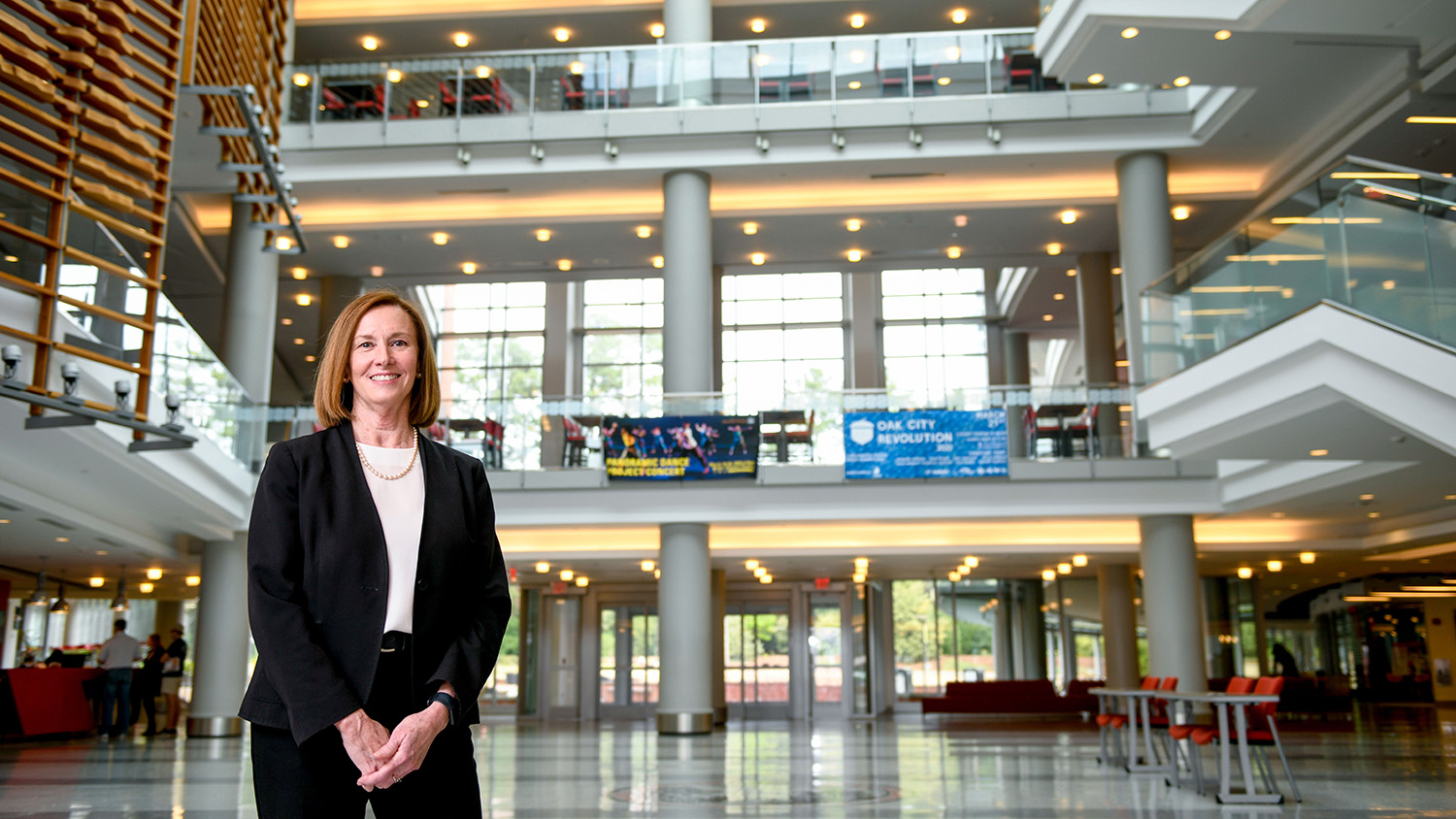 Lisa Johnson stands in Talley Student Union.