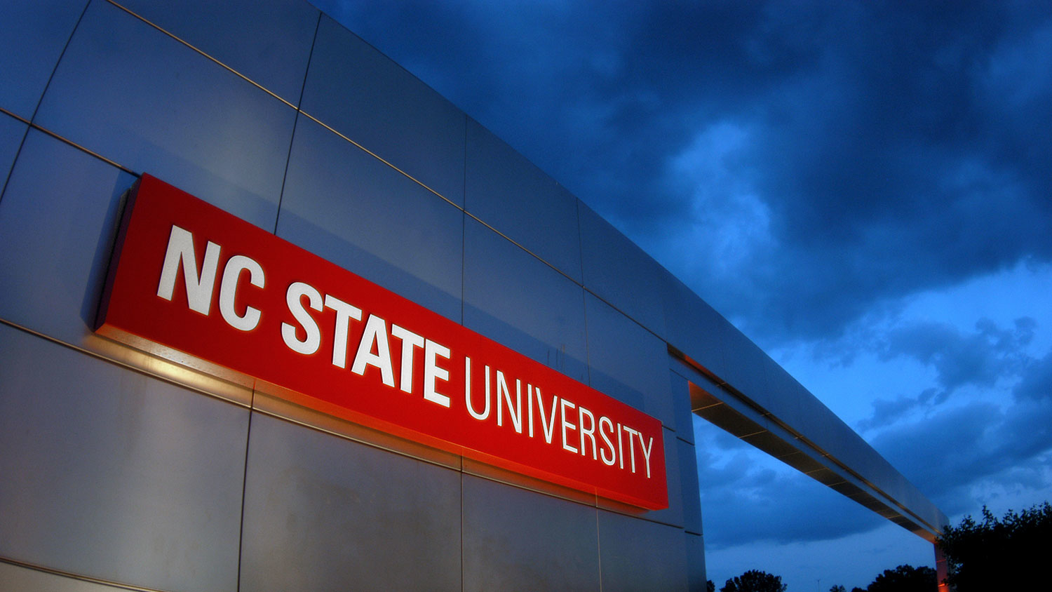 NC State gateway at sunset